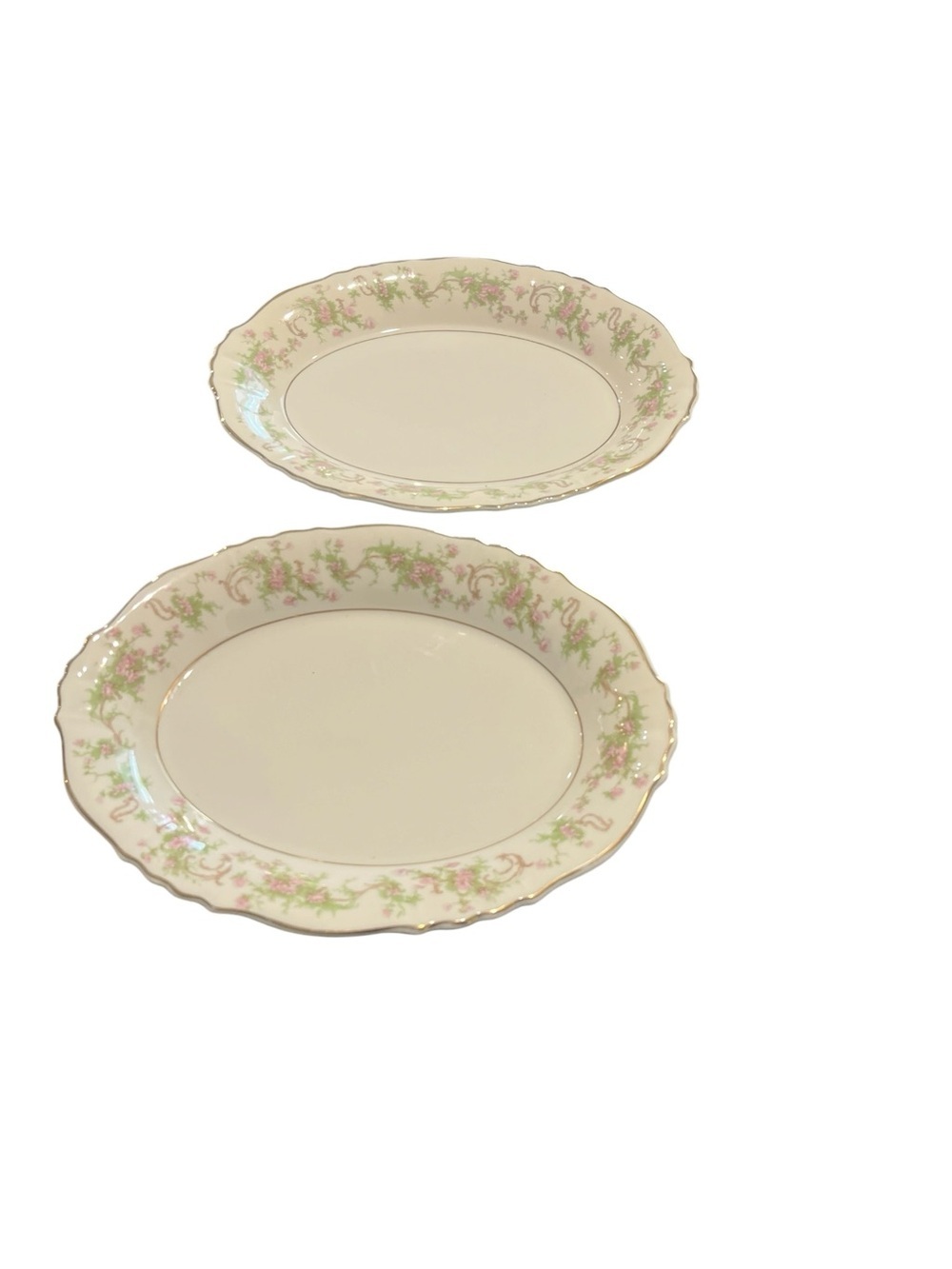 Set Of 2 Federal Shape Syracuse China Stansbury Oval Platters Made In America